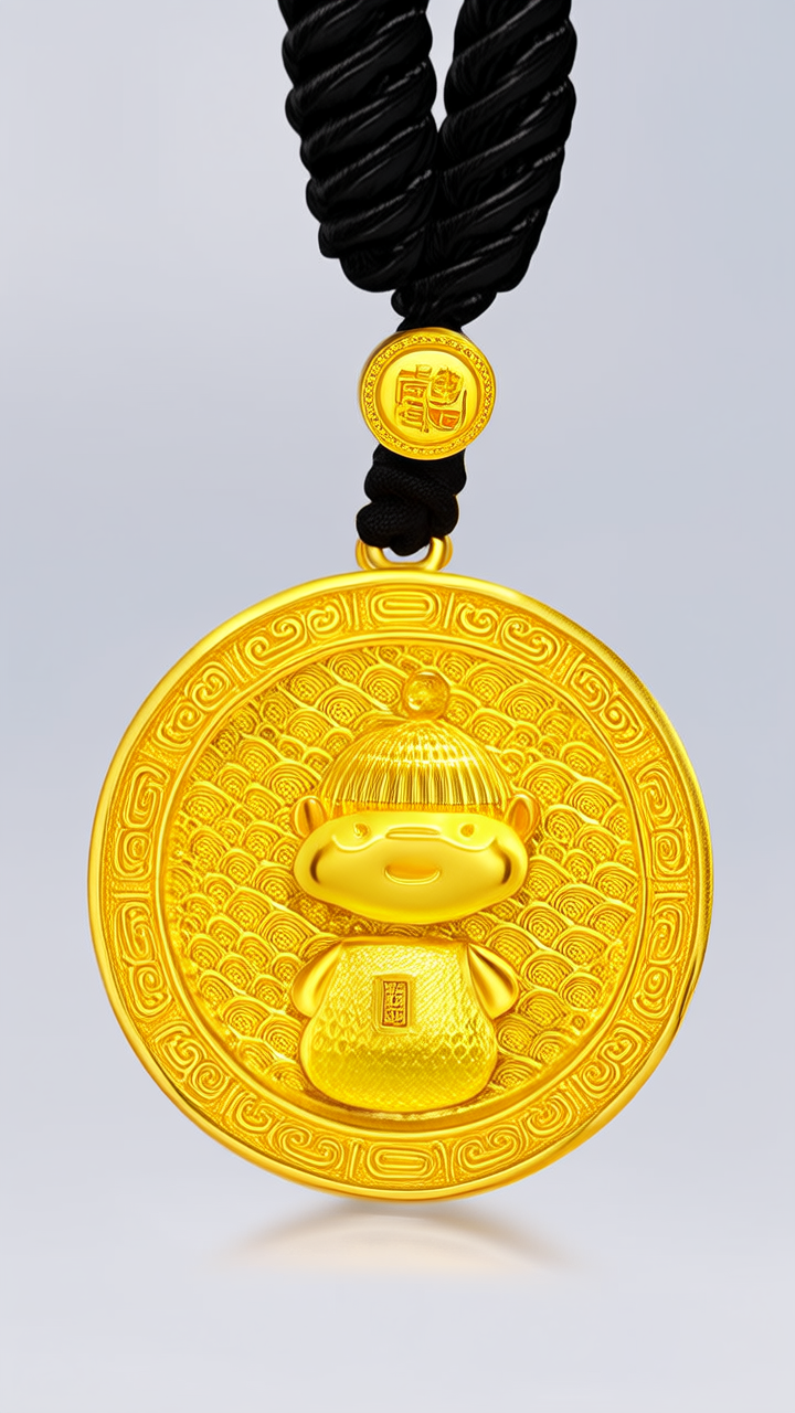 黄金吊坠手链图片