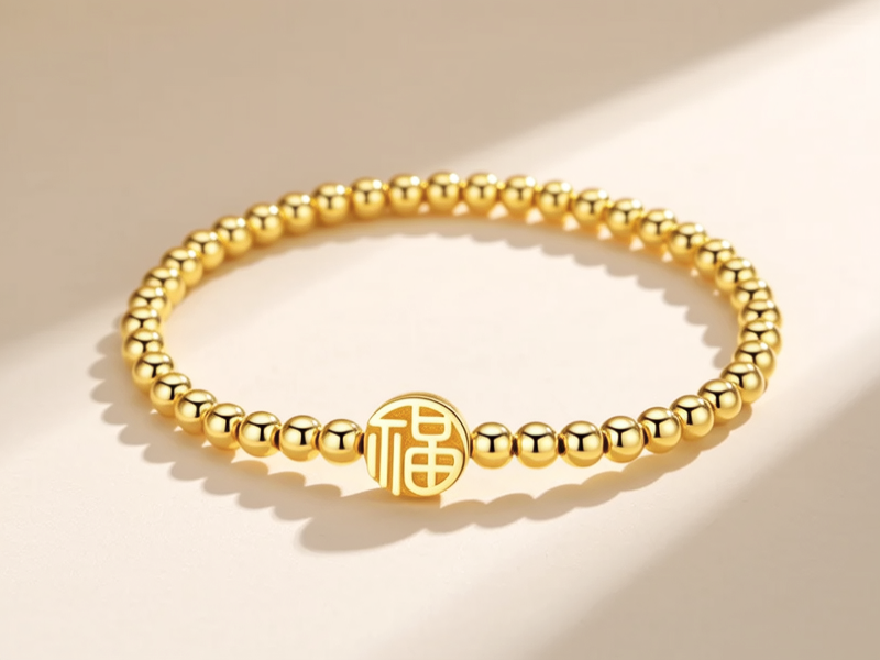 穿黄金转运珠手链图片
