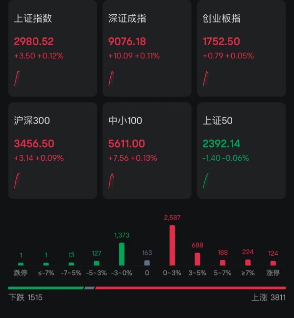 中线仓位管理 A股低开高走，三大股指翻红！近3800股上涨，汽车产业链、机器人板块活跃，北向资金净买入17亿