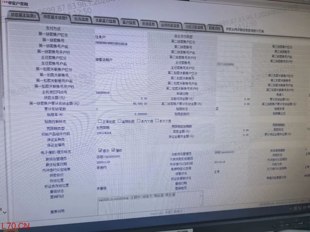 刘先生拍下的银行系统查询页面。