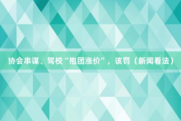 协会串谋、驾校“抱团涨价”，该罚（新闻看法）