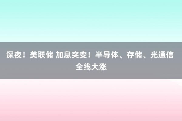 深夜！美联储 加息突变！半导体、存储、光通信 全线大涨