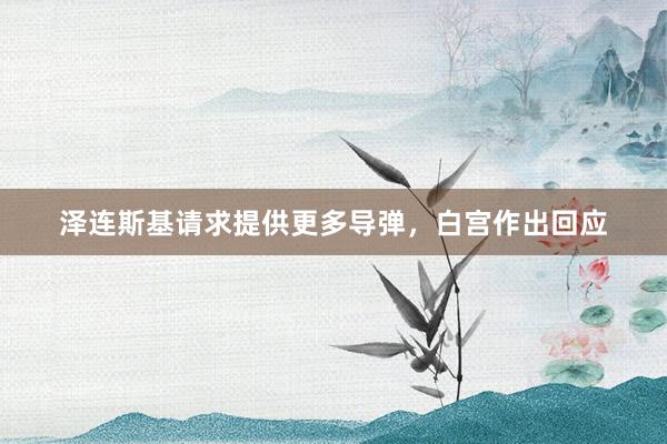 泽连斯基请求提供更多导弹，白宫作出回应