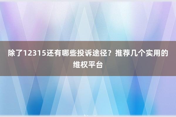 除了12315还有哪些投诉途径?推荐几个实用的维权平台