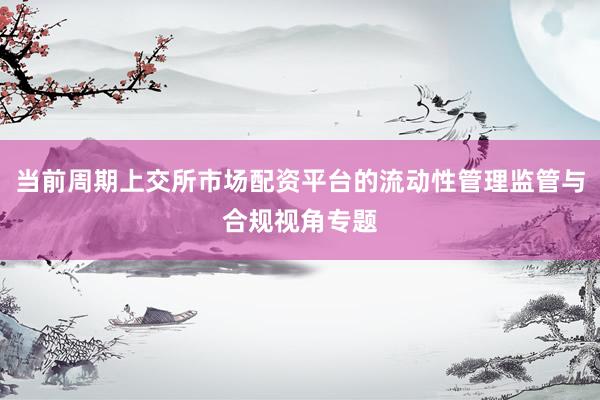 当前周期上交所市场配资平台的流动性管理监管与合规视角专题
