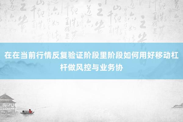 在在当前行情反复验证阶段里阶段如何用好移动杠杆做风控与业务协
