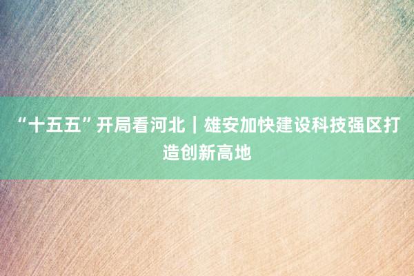 “十五五”开局看河北｜雄安加快建设科技强区打造创新高地