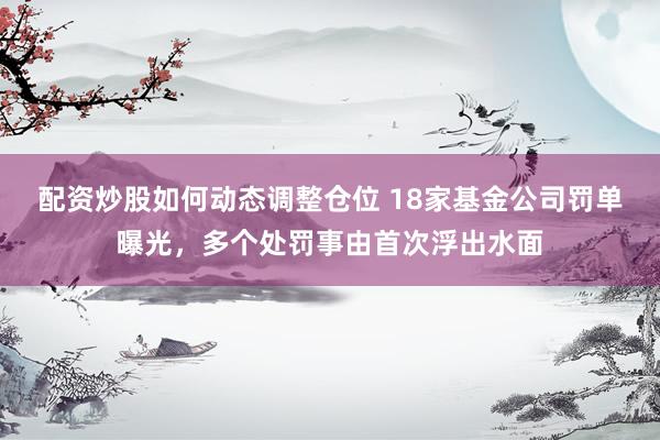 配资炒股如何动态调整仓位 18家基金公司罚单曝光，多个处罚事由首次浮出水面