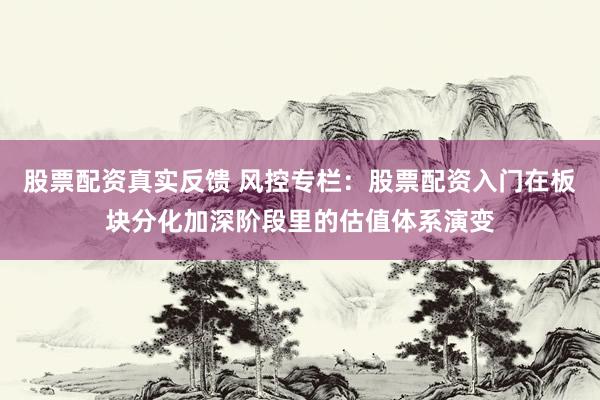 股票配资真实反馈 风控专栏：股票配资入门在板块分化加深阶段里的估值体系演变