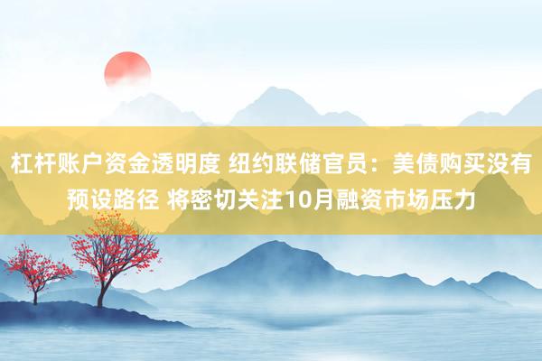 杠杆账户资金透明度 纽约联储官员：美债购买没有预设路径 将密切关注10月融资市场压力