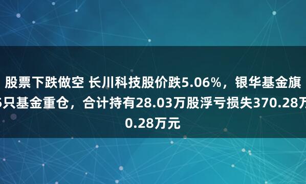 股票下跌做空 长川科技股价跌5.06%，银华基金旗下5只基金重仓，合计持有28.03万股浮亏损失370.28万元