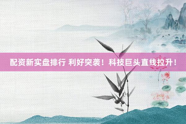 配资新实盘排行 利好突袭！科技巨头直线拉升！