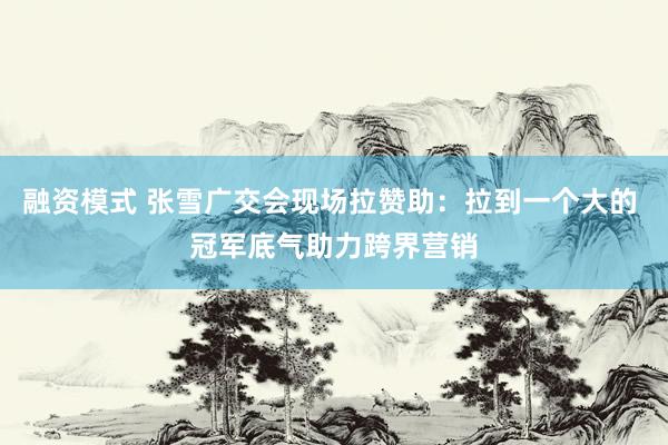 融资模式 张雪广交会现场拉赞助：拉到一个大的 冠军底气助力跨界营销